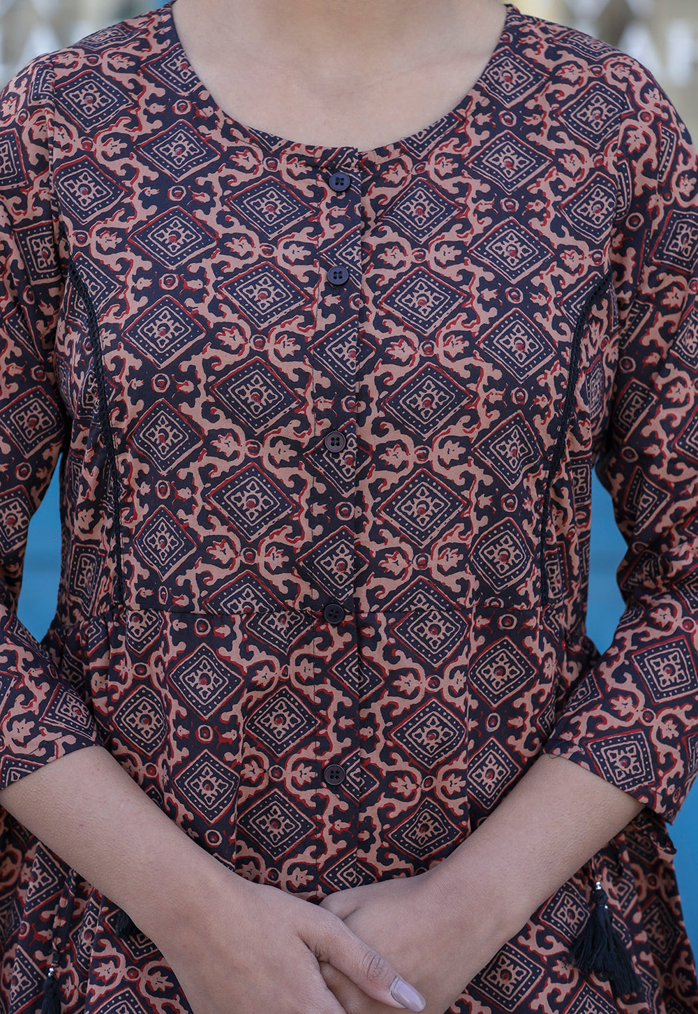 Kaajh Coffee Brown Cotton Shirt Style Tunic