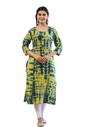 Kaajh Women's Green Shibori Tie Dye Cotton Casual Kurta