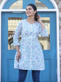 Kaajh White Floral Print Cotton Shirt Tunic