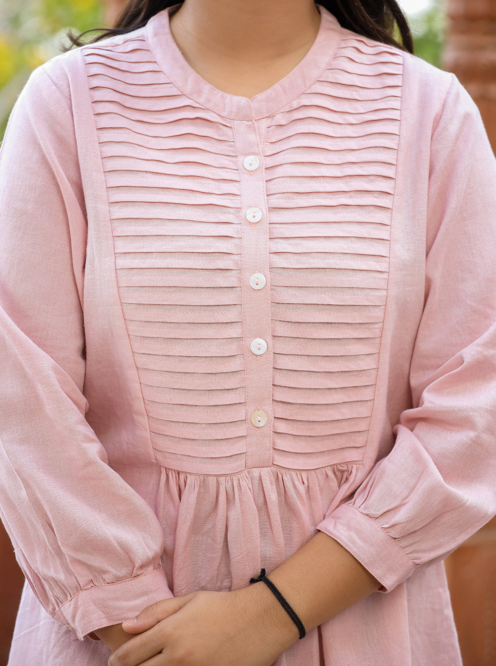Kaajh Women's Pastel Peach Cotton Tunic Top