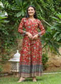 Kaajh Women's Maroon Kalamkari Print Viscose Rayon Cord Set