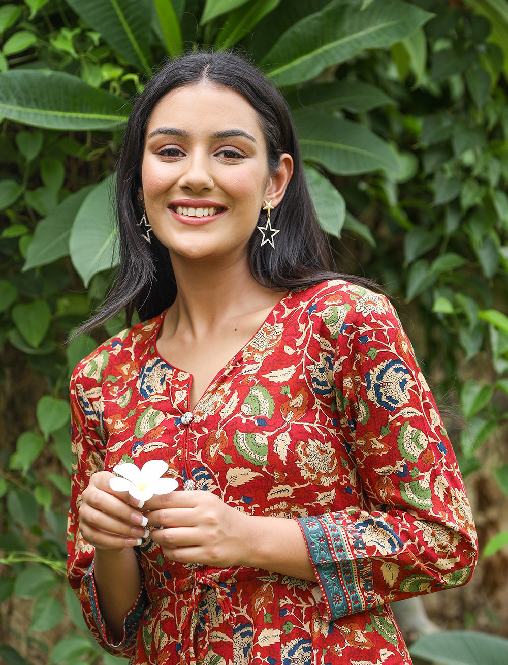 Kaajh Women's Maroon Kalamkari Print Viscose Rayon Cord Set