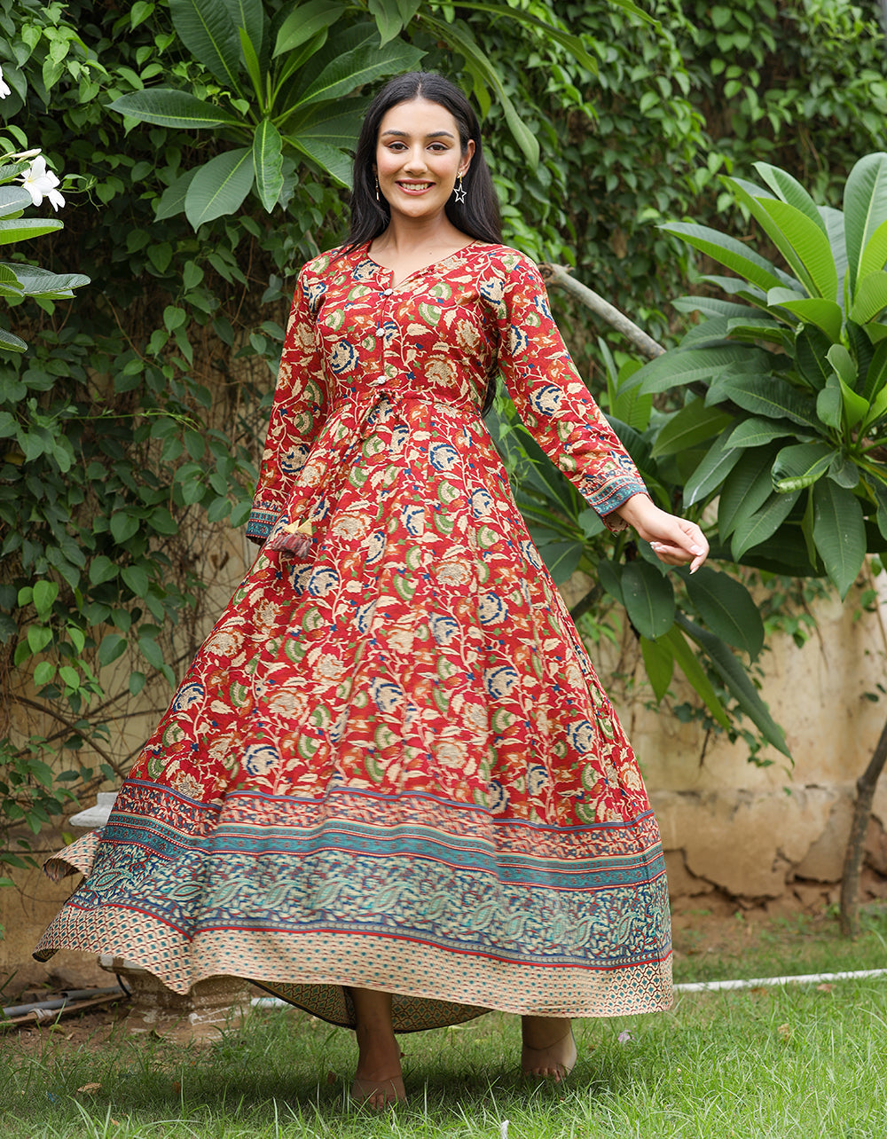Kaajh Women's Maroon Kalamkari Print Viscose Rayon Cord Set