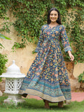 Kaajh Women's Blue Kalamkari Print Viscose Rayon Cord Set
