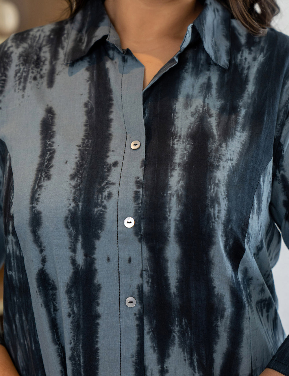 Kaajh Women's Black Tie Dye Printed Plus Size Cotton Kurta
