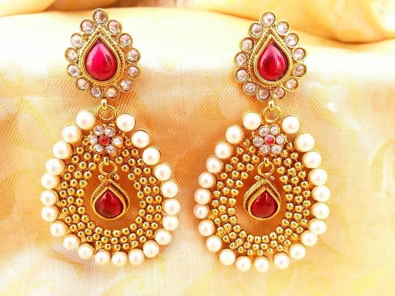 Pink Agate Designer Party Wear Earrings