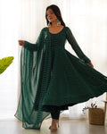 Lehenga Mart Wedding Wear Anarkali Suit With Dupatta - Green