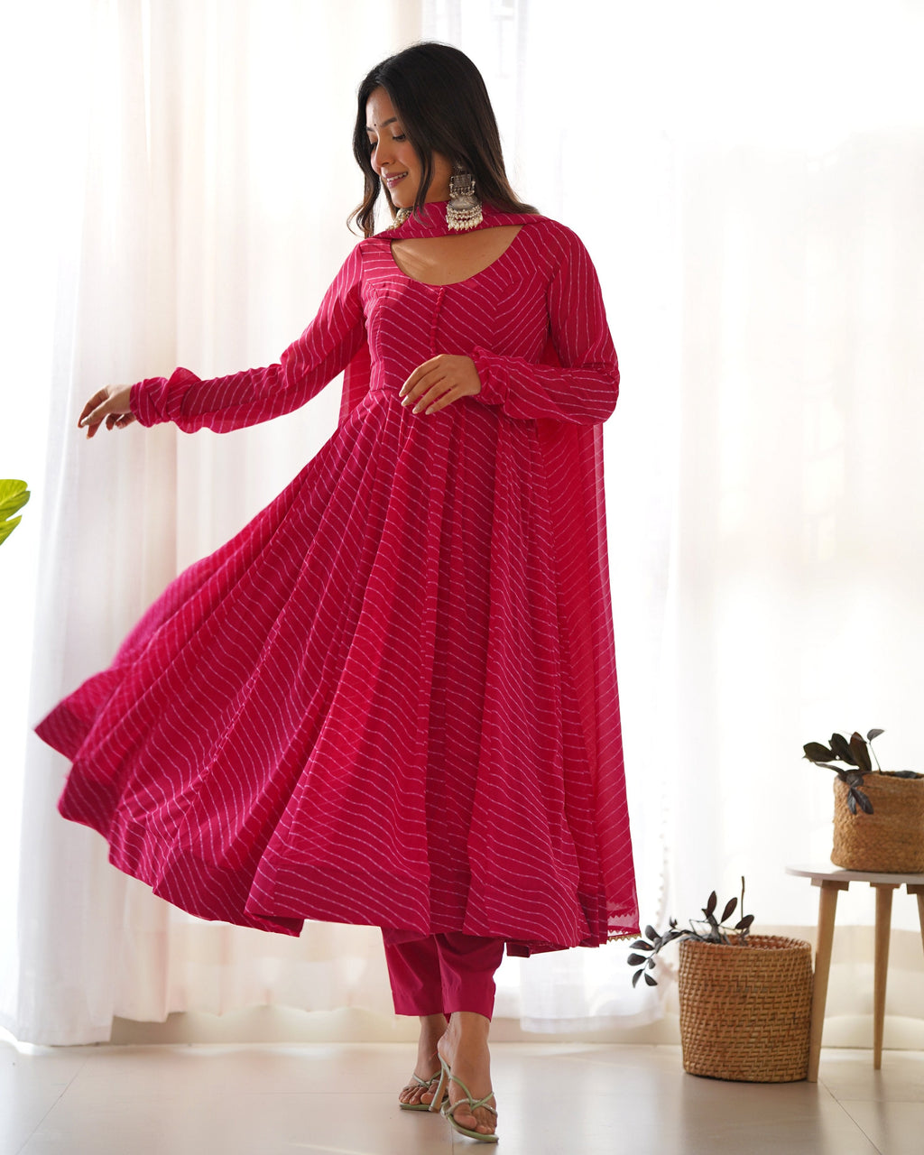 Lehenga Mart Wedding Wear Anarkali Suit With Dupatta - pink