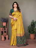 Vedant Vastram Soft Litchi Silk Kanjeevaram Saree - Mustard