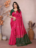 Vedant Vastram Soft Litchi Silk Kanjeevaram Saree - Pink