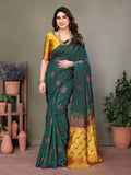 Vedant Vastram Soft Litchi Silk Kanjeevaram Saree - Green