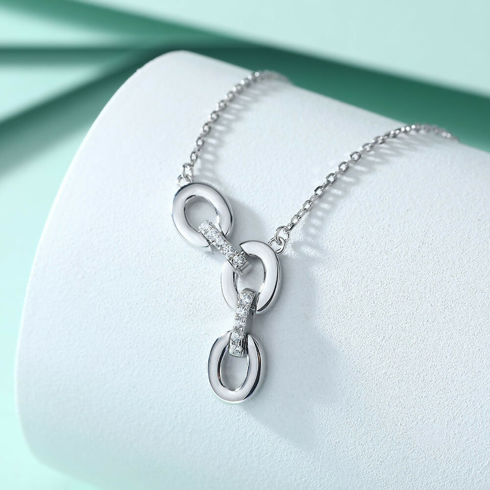 Cauer Elegant 14K White Gold Plated Moissanite Pendant Necklace