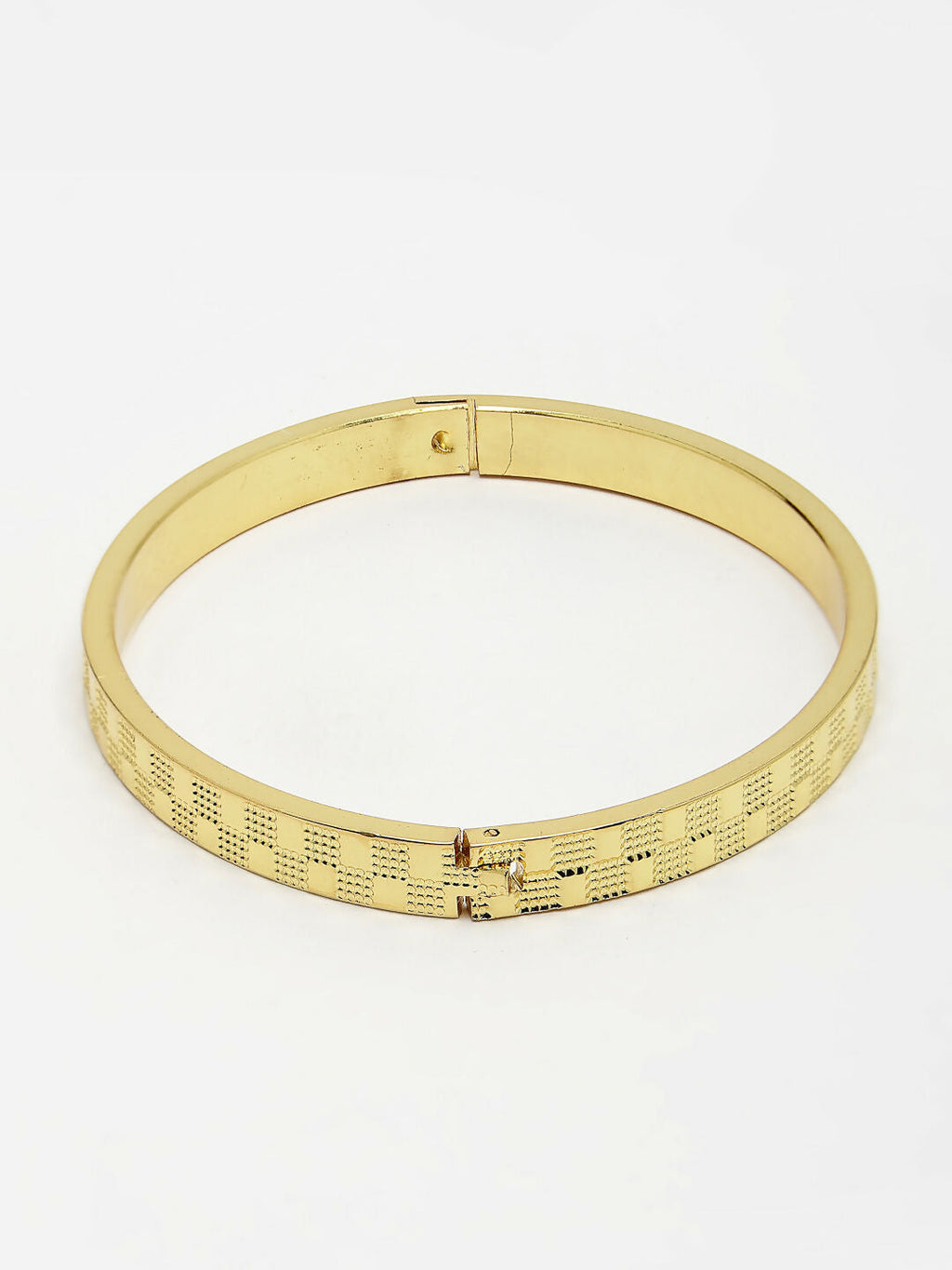 NVR Men's Gold-Polished Stainless Steel Kada Bracelet