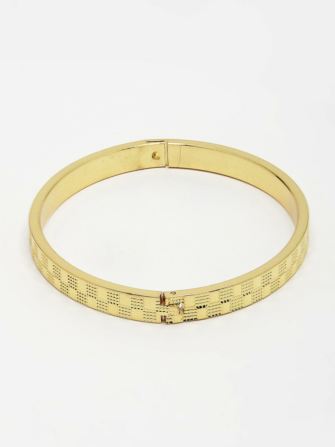 NVR Men's Gold-Polished Stainless Steel Kada Bracelet