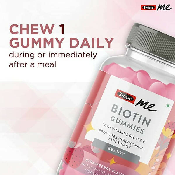 Swisseme Biotin Gummies With Vitamin B12, C & E For Healthy Hair & Nails