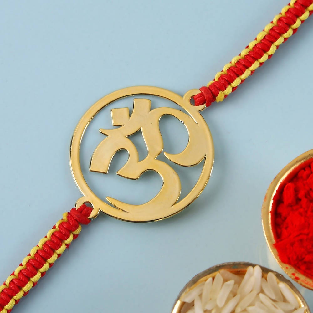 Ethnic Om Metal Rakhi & Cadbury 5 Star Chocolates