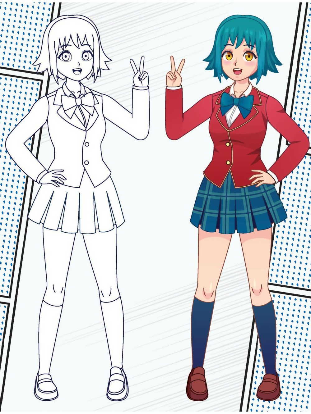 Dreamland Publications Colour Your Own Manga Book 2 With Free Manga Colouring Poster For Kids