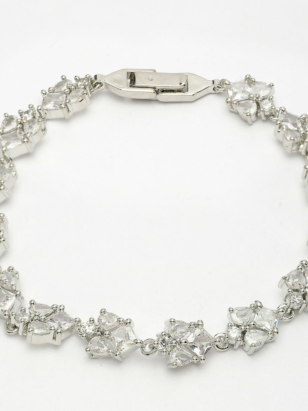 NVR Women's Silver-Toned Cubic Zirconia Link Bracelet