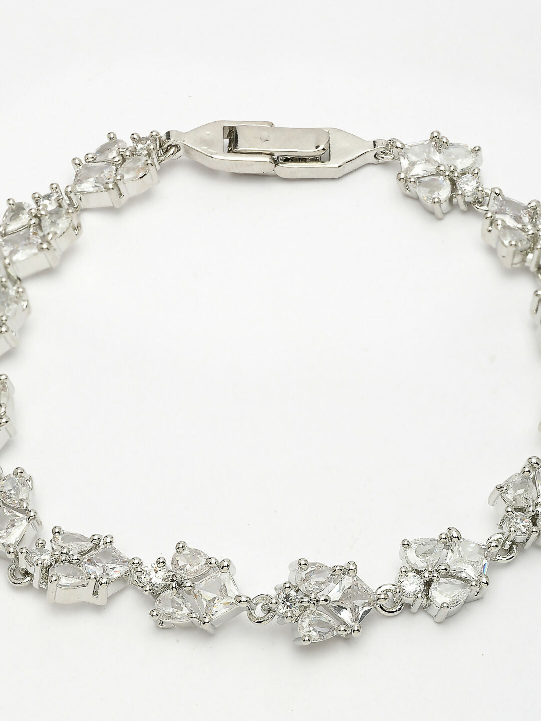 NVR Women's Silver-Toned Cubic Zirconia Link Bracelet