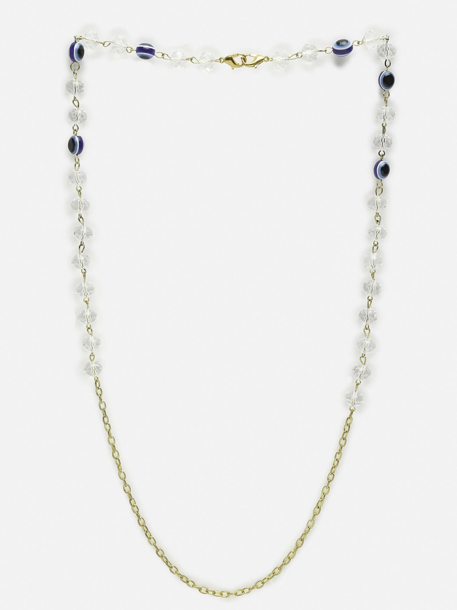 Unisex Gold-Toned Blue Evil Eye Beaded Mask Chain - Ruby Raang