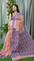 Exclusive Collection Light Orange Beautiful Jamdani Collection Saree