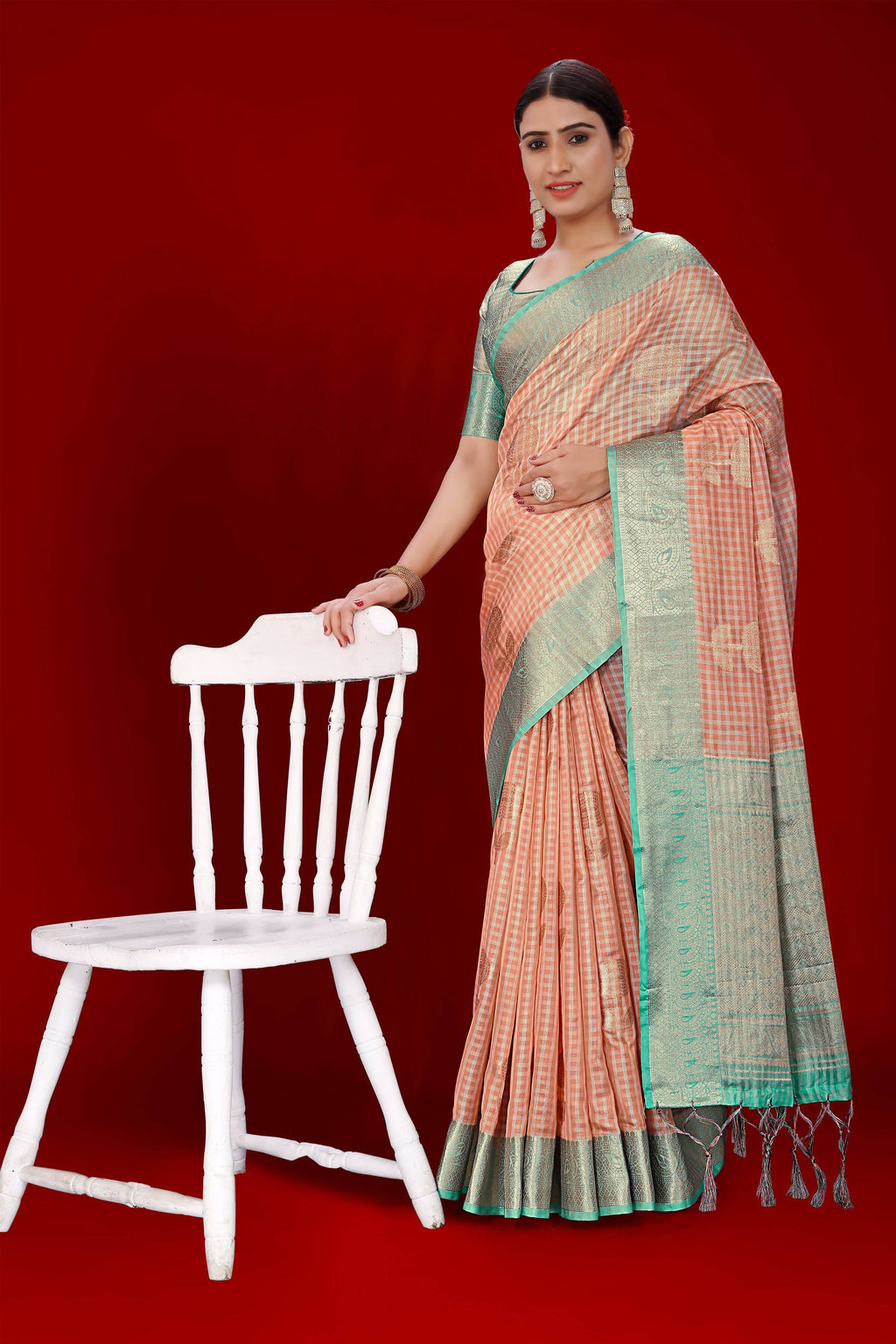 Orange Soft Organza Woven Design Saree With Unstitched Blouse Piece - Zaara