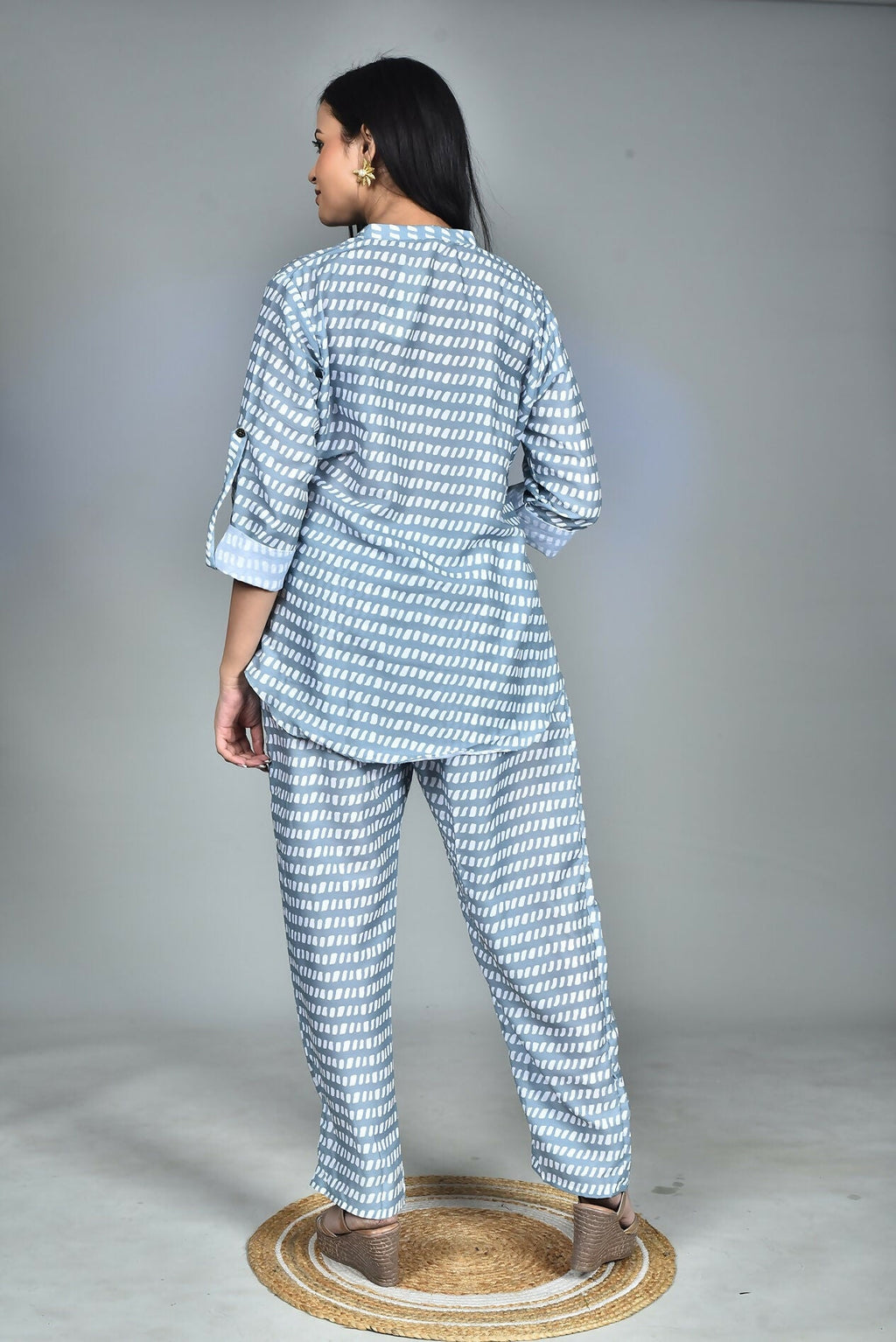 Morchari Digital Print Semi Muslin Co-Ord Set Top & Trouser-Multicolor