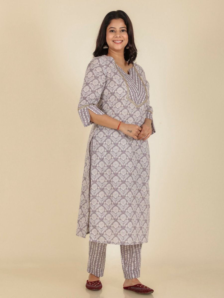 Aramya Straight Soft Cotton Floral Print Women's Kurta - Beige