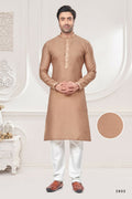 Functional Designer Men's Cream Jacquard Kurta With Pant - Rudra