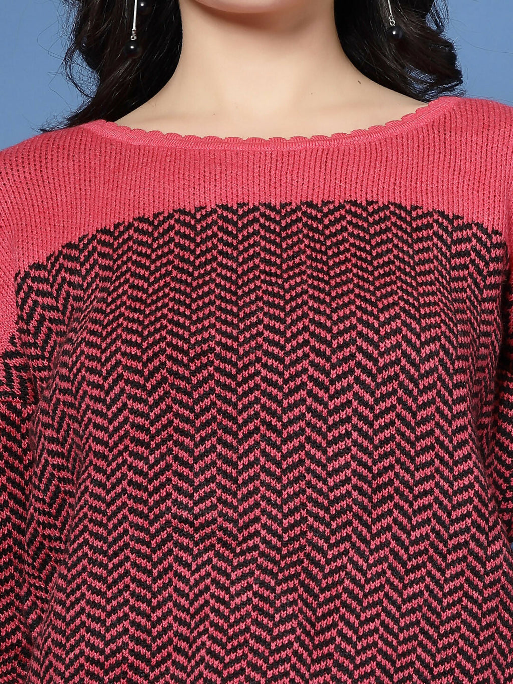 Women Winter Fuchsia Acrylic Sweater - Wool Trees
