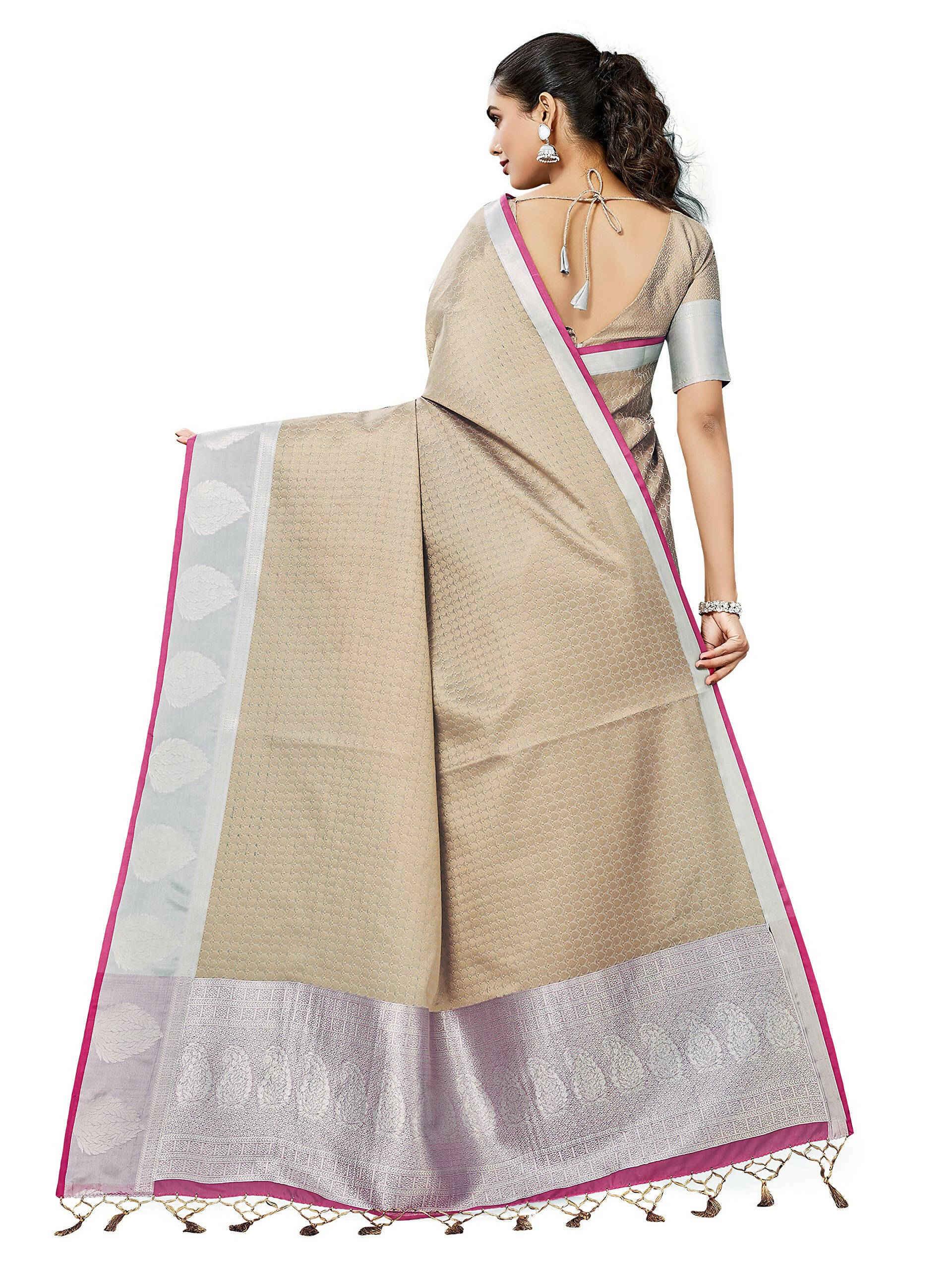 Mimosa Women's Banarasi Art Silk Brown Saree