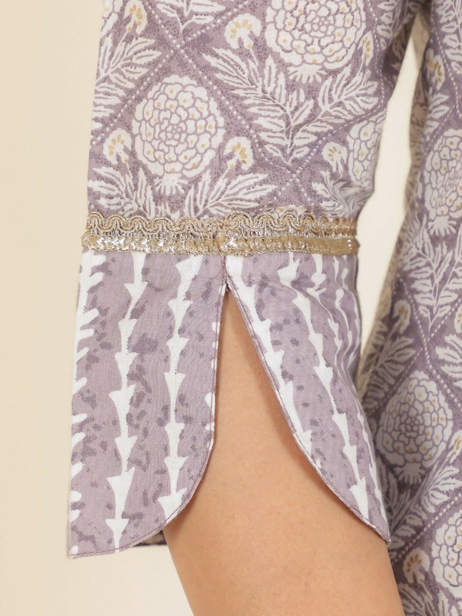 Aramya Straight Soft Cotton Floral Print Women's Kurta - Beige