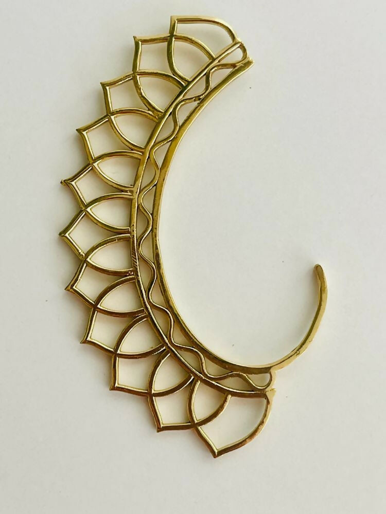 NVR Women Ethnic Gold-Polished Brass Leaf Style Ear Cuff