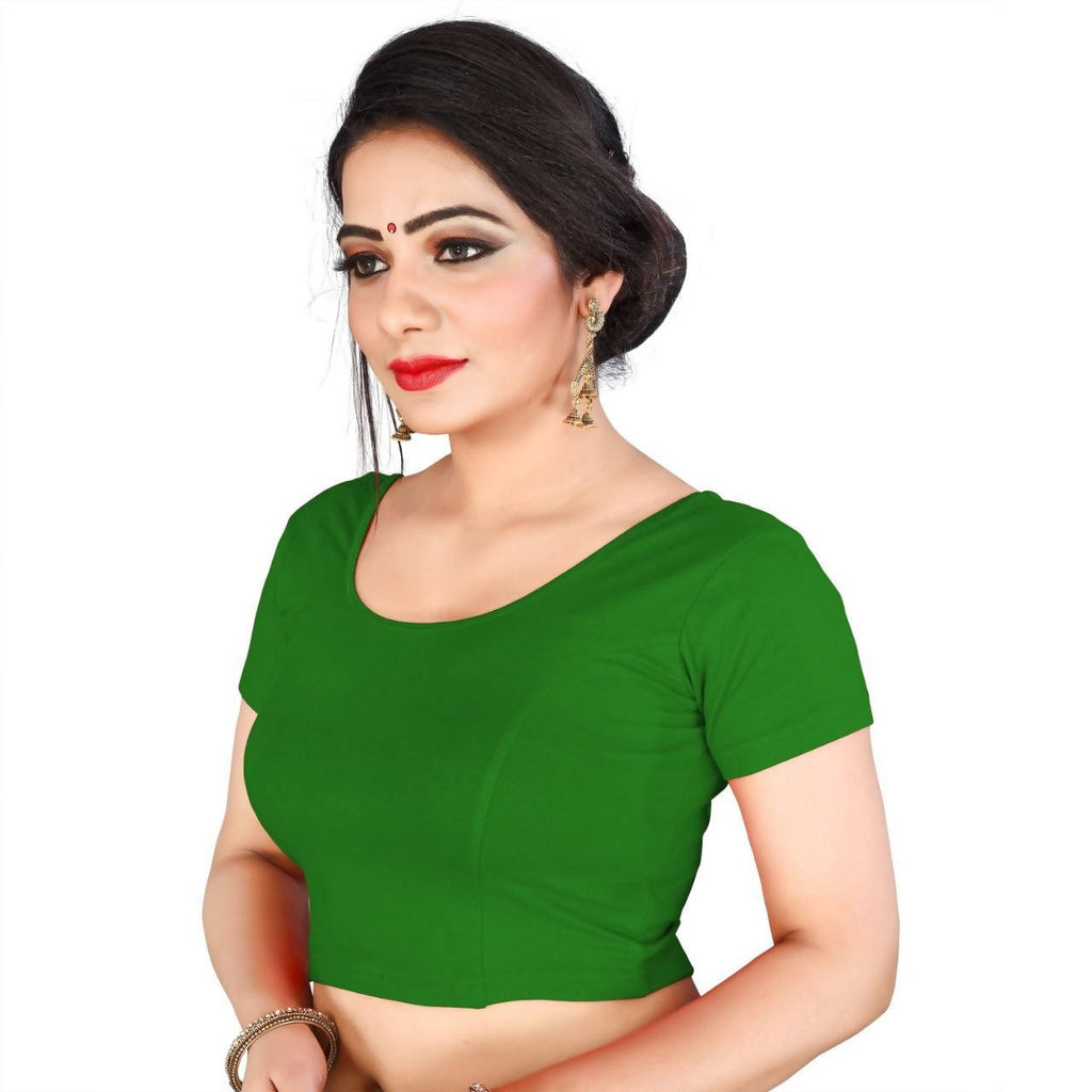 Vamika Green Lycra Plain Blouse