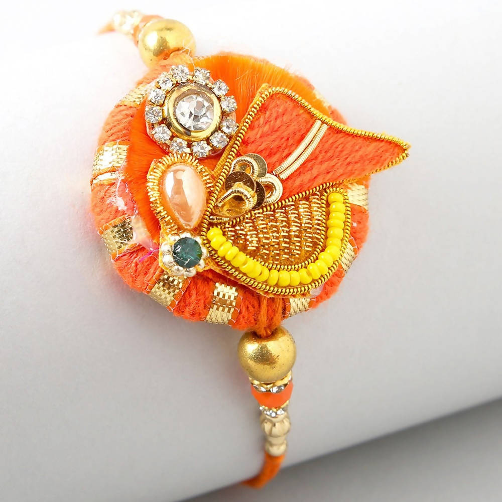 Festive Zardosi Rakhi & Cashew Jar