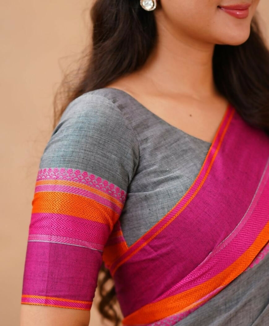 Exclusive Collection Grey Beautiful Khadi Cotton Handloom Saree