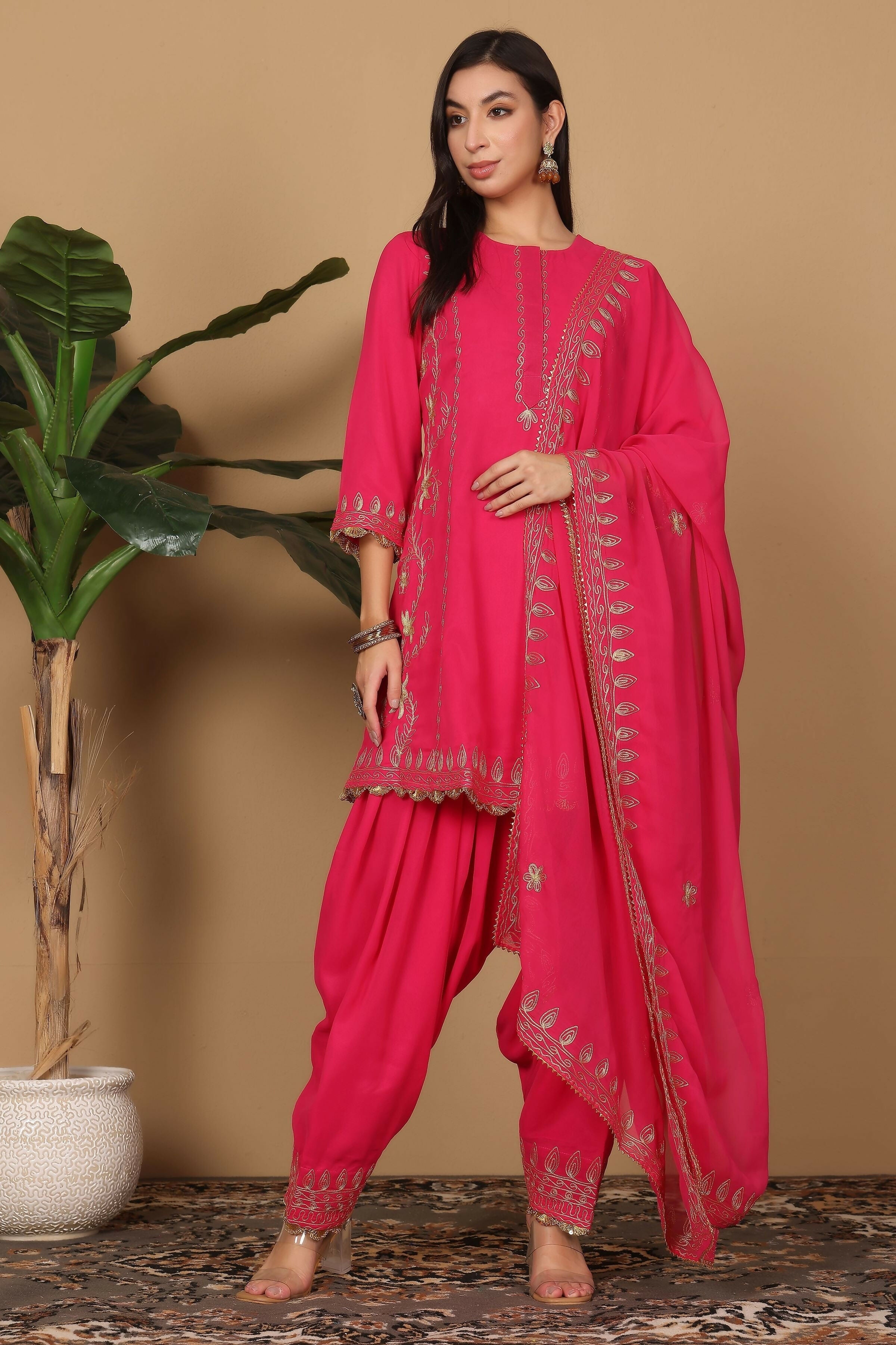 Joban Fashion Pink Georgette Kurta Set