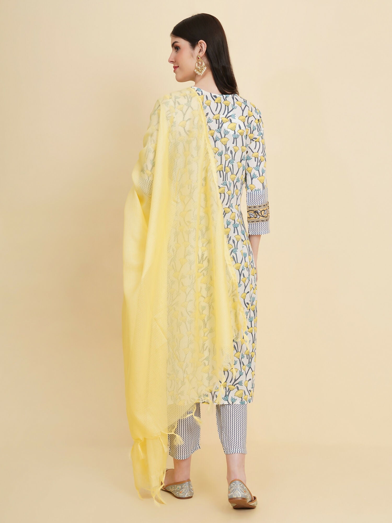 Designer Stylish White cotton Stitched Suit With Dupatta - Tanisha
