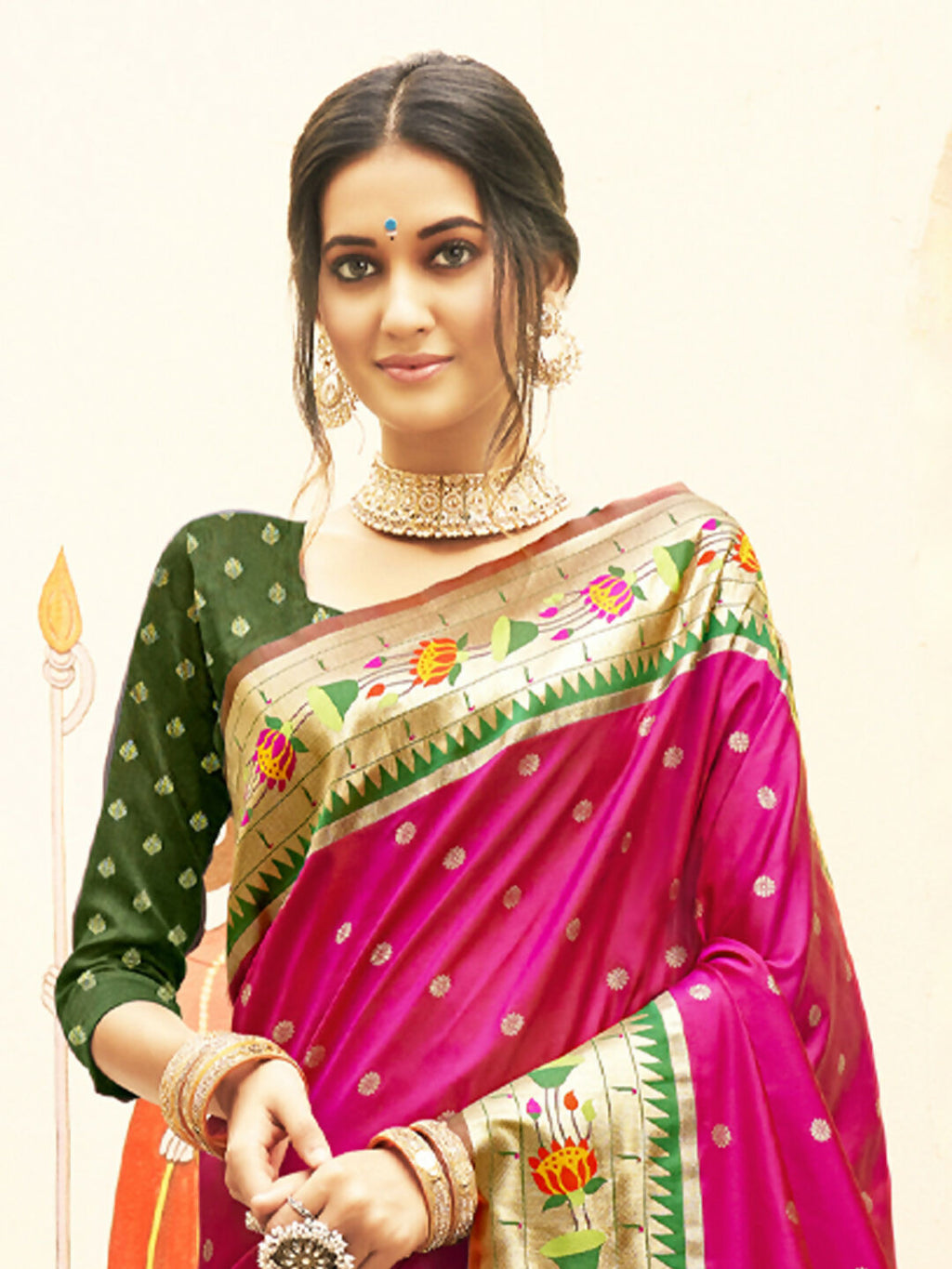 Shree Shyam Fashion Silk Blend Magenta Saree