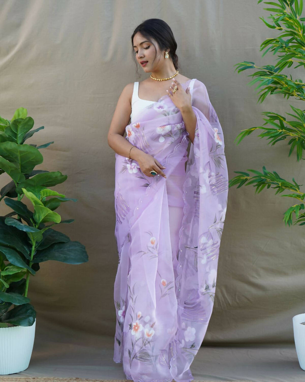 Vamsee Lavender Organza Saree