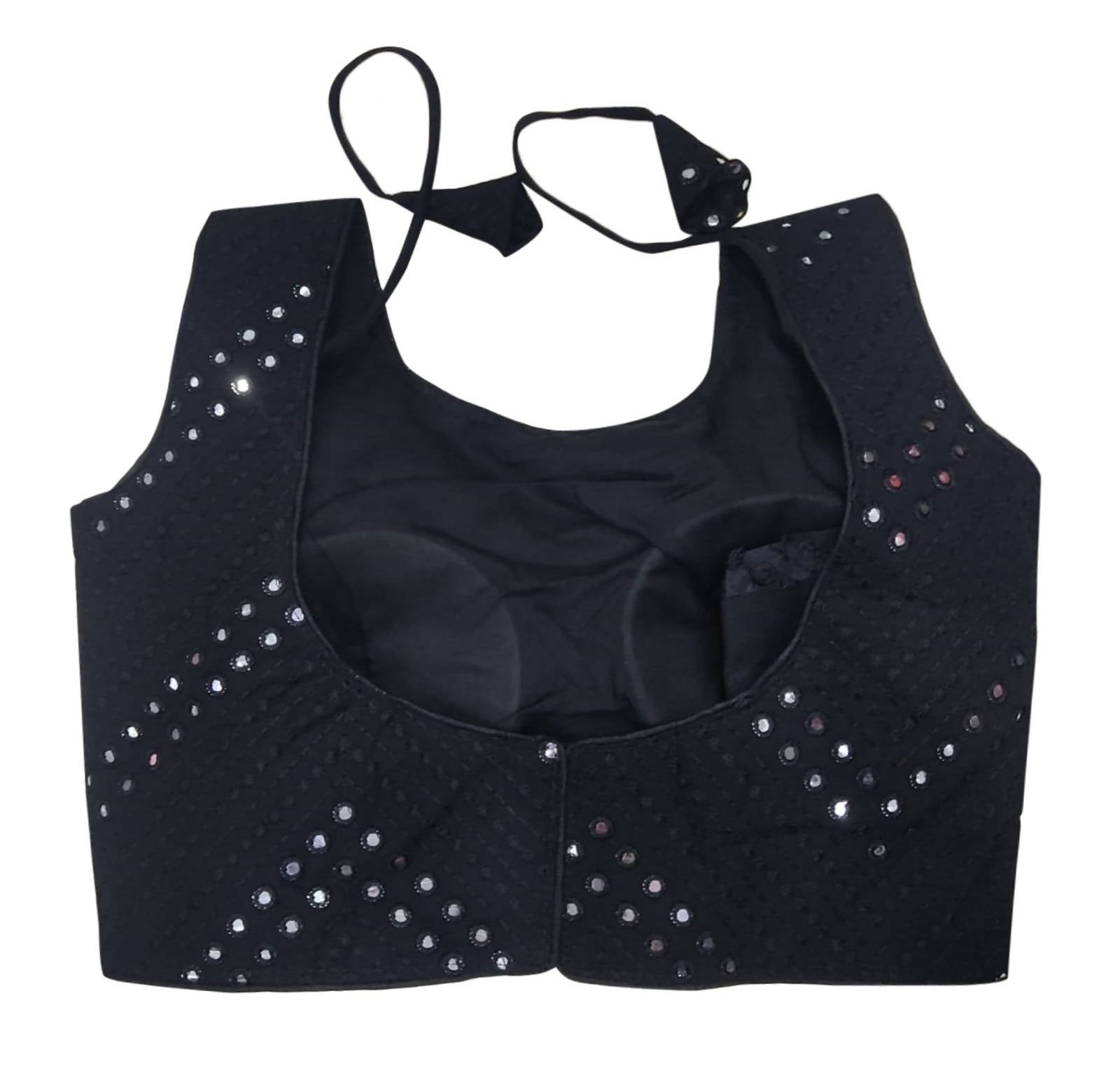 Vamika Brown Georgette Mirror Work Blouse