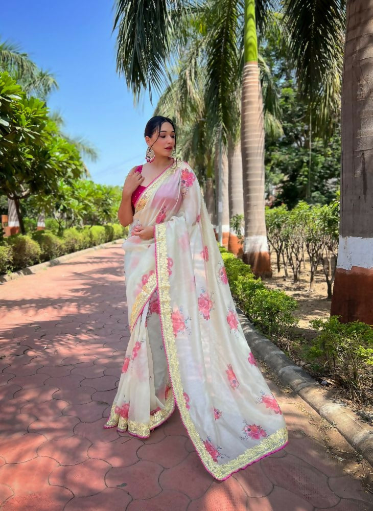 Vamsee Vamakshi Yellow Organza Saree