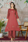 Festive Wear Ethnic Pure gaji silk with pocket inside kurti Red Stitched Suit - Pihu
