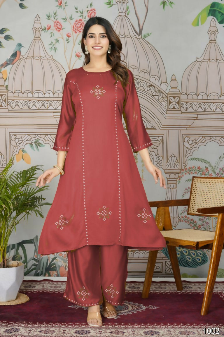 Festive Wear Ethnic Pure gaji silk with pocket inside kurti Red Stitched Suit - Pihu