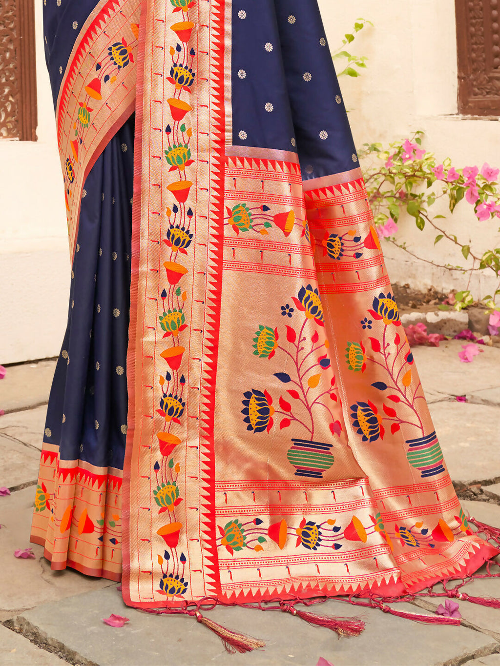 Shree Shyam Fashion Silk Blend Navy Blue Saree