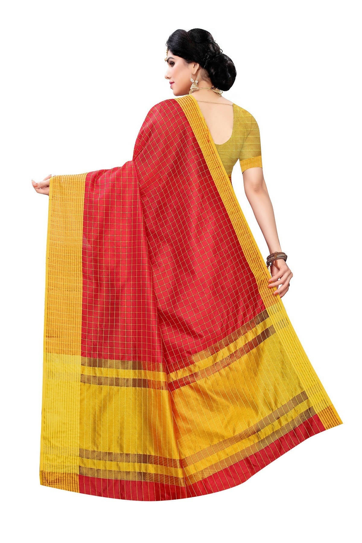 Vamika Red Cotton Silk Weaving Saree (Manipuri Red)