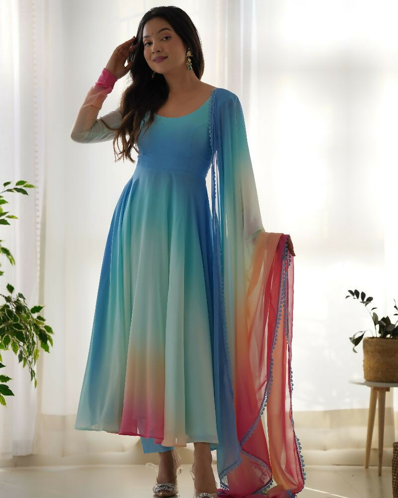 Joban Fashion Sky Kurta Set Georgette Sequence Embroidery Work
