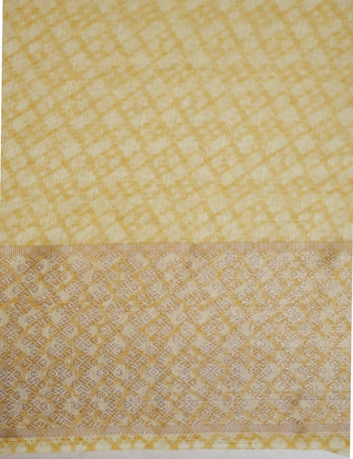Shades Of Lemon Yellow With Floral Design Semi Chanderi Saree By Gayathri Reddy Designer Studio