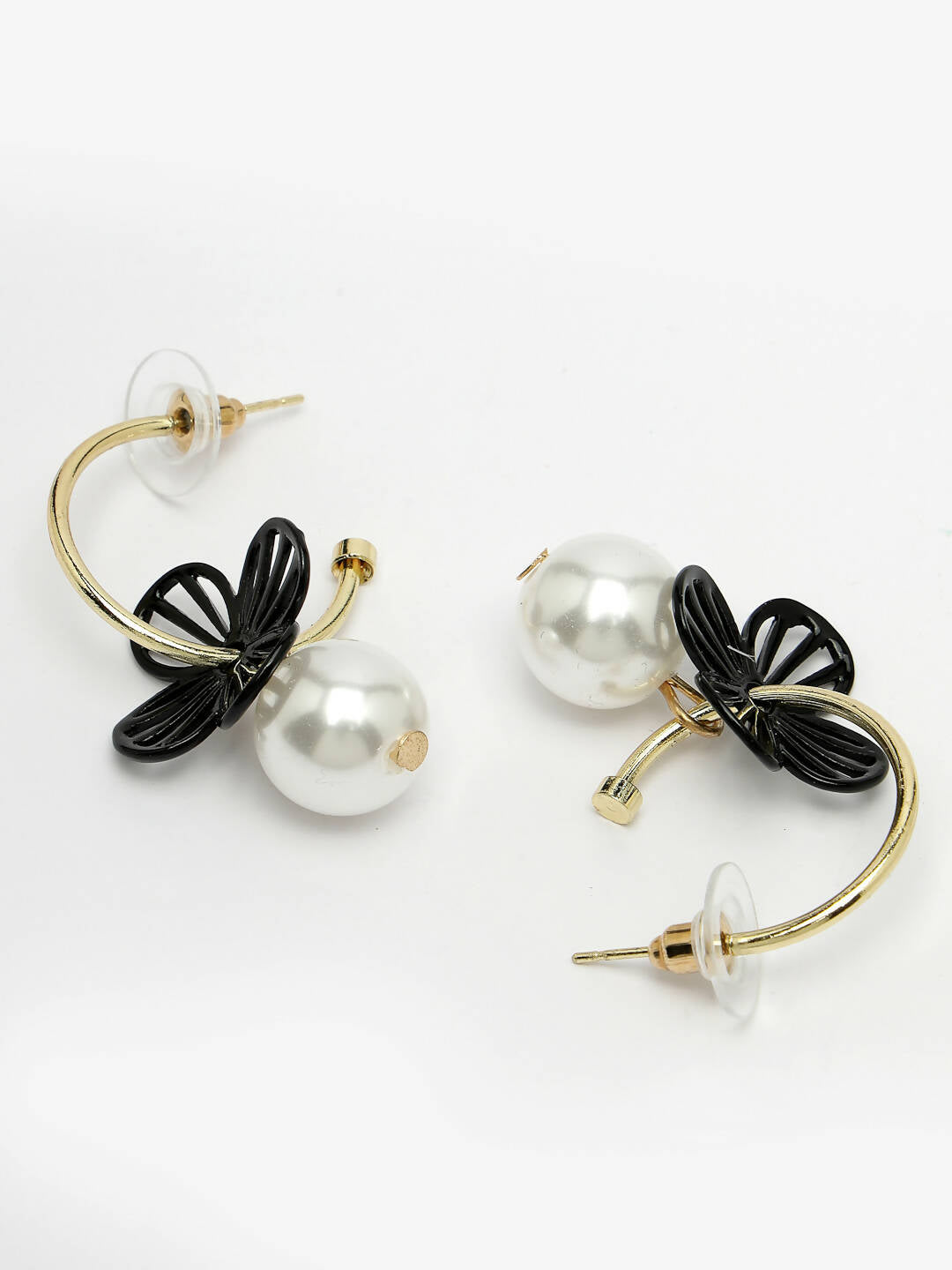 NVR Women Gold-Toned Teardrop Shaped Drop Earrings