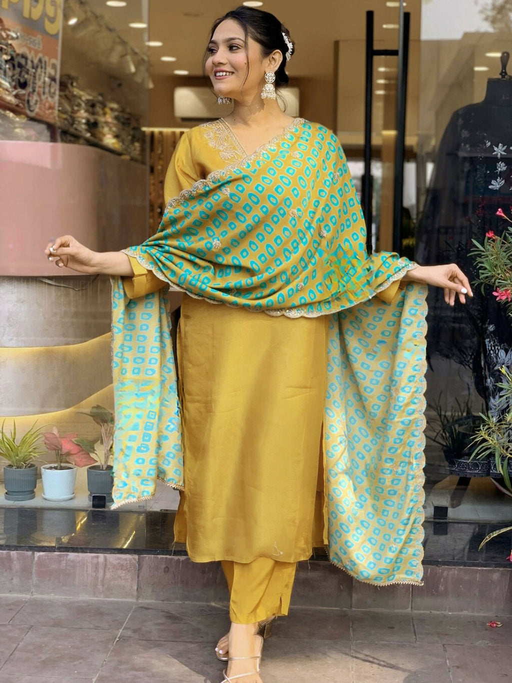 Partywear Designer Cotton Maroon Stitched Suit With Dupatta - Tanisha